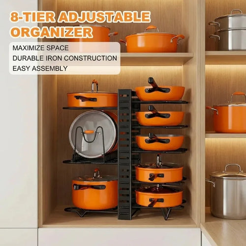 8-Tier Adjustable Pot & Pan Organizer Rack