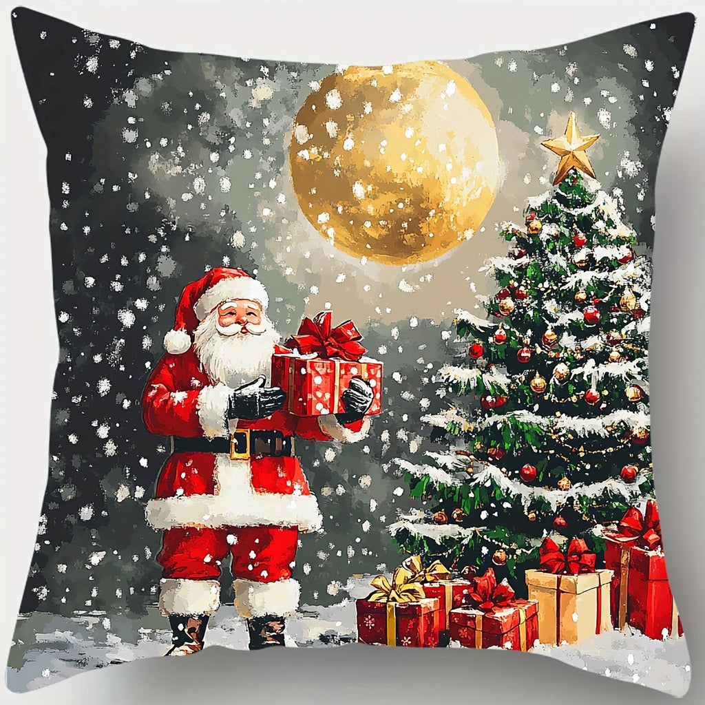 4-Pack Christmas Pillow Covers – Snowman & Reindeer Holiday Decor