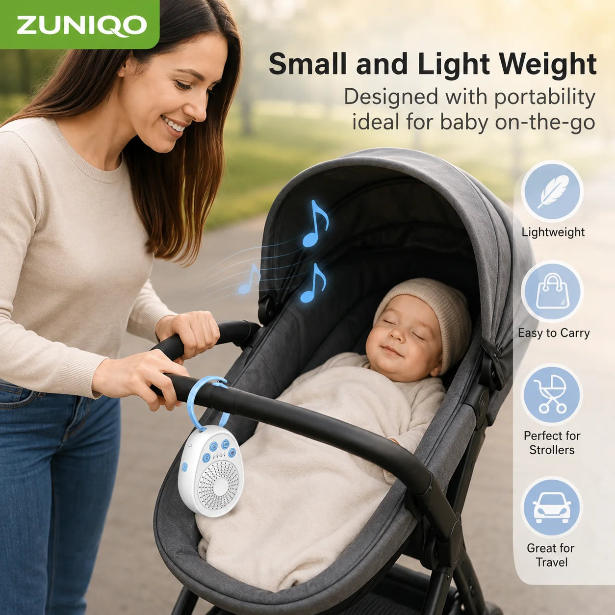 Portable Baby White Noise Machine – 20 Soothing Sounds for Sleep & Travel