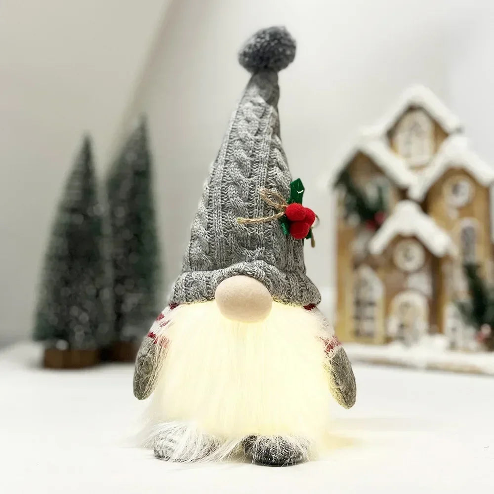 Christmas Gnome Doll with Knitted Hat – Rudolph Holiday Tabletop Decoration