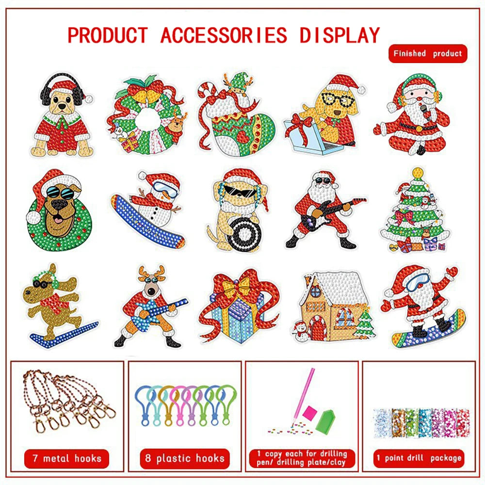 5D DIY Diamond Painting Keychain Kits – Christmas & Colorful Designs