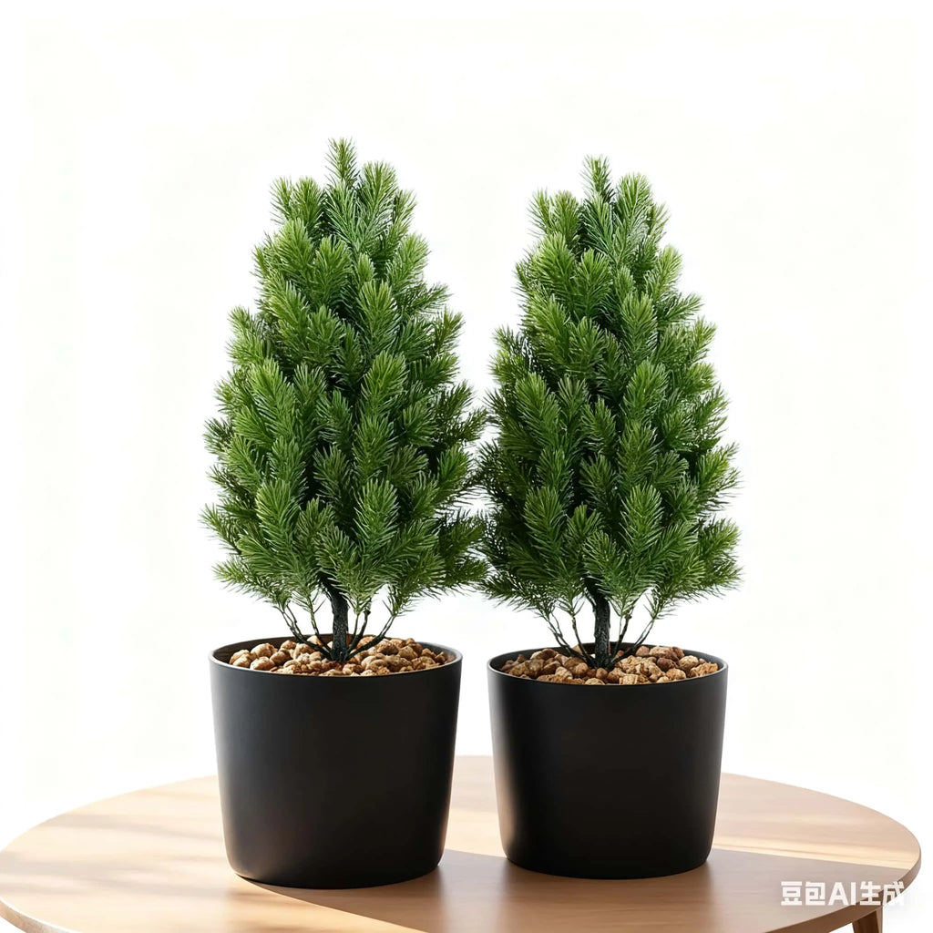 2-Pack 18" Artificial Mini Pine Trees – Realistic Indoor & Outdoor Christmas Decor