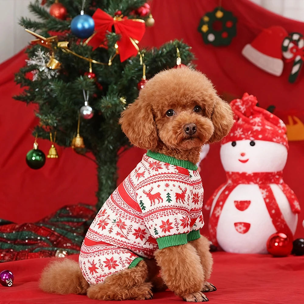 Warm Christmas Dog Pajamas – Cozy Winter Holiday Outfit for Small & Medium Dogs