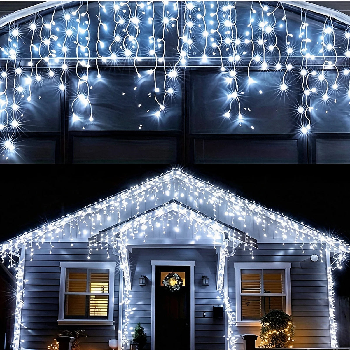 Solar Icicle String Lights – 96/162 LED Outdoor Christmas Curtain Lights