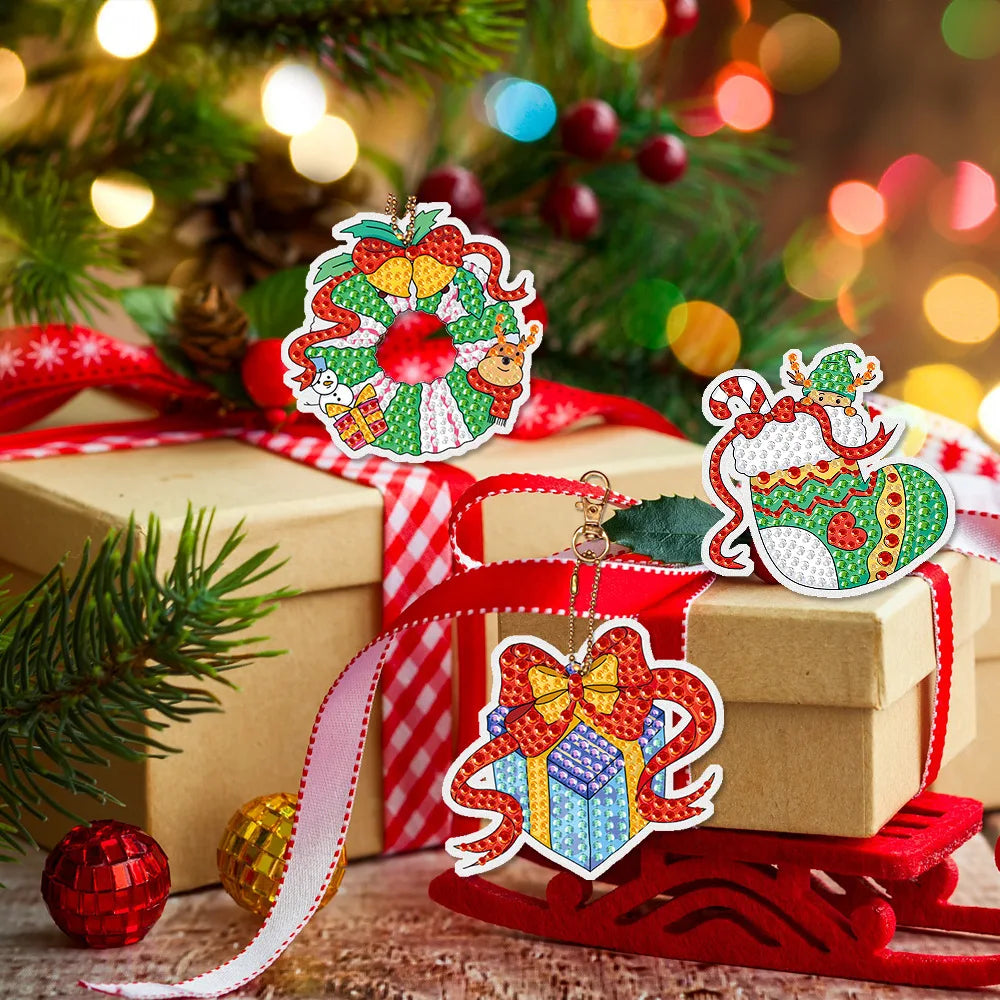 5D DIY Diamond Painting Keychain Kits – Christmas & Colorful Designs