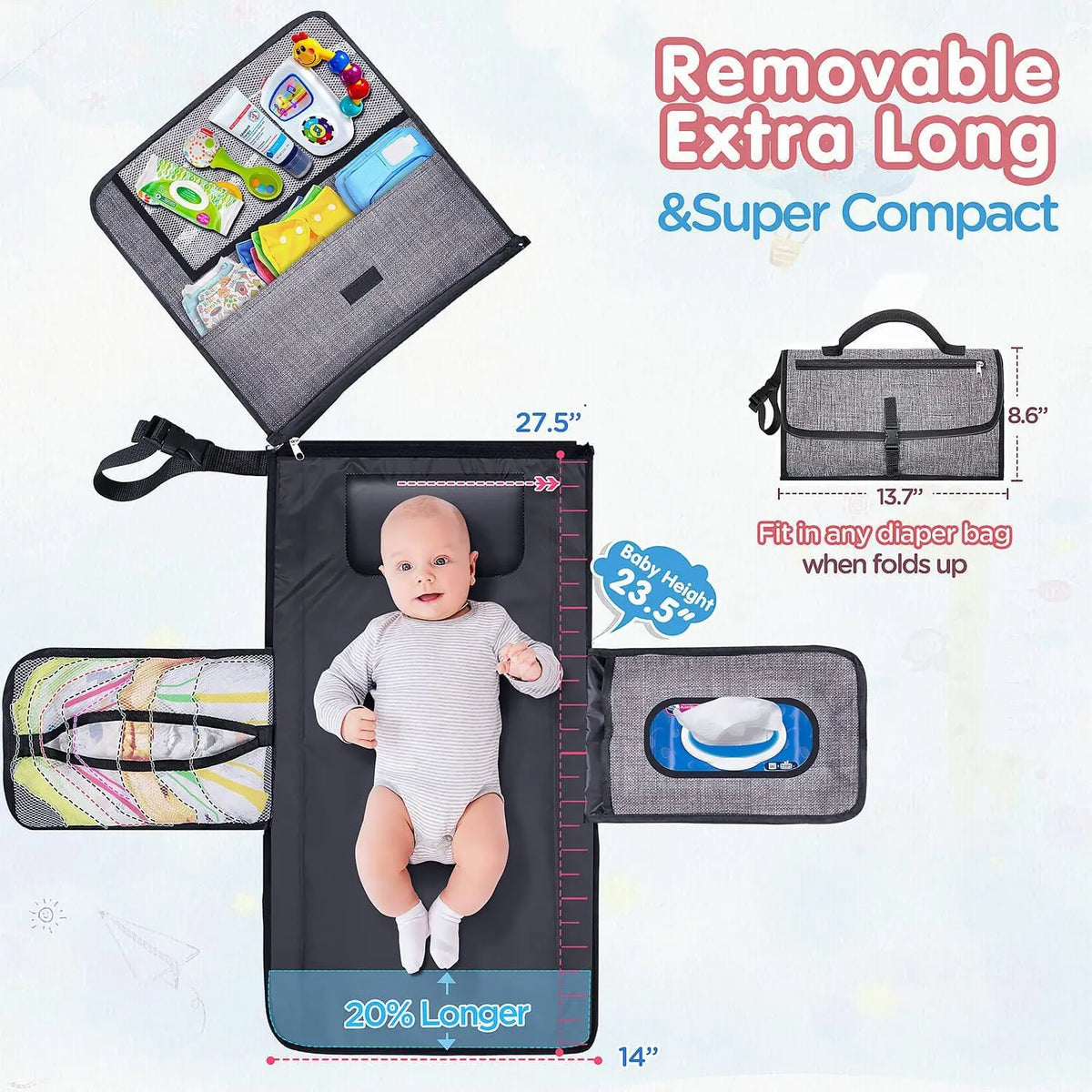 3-in-1 Portable Baby Changing Pad