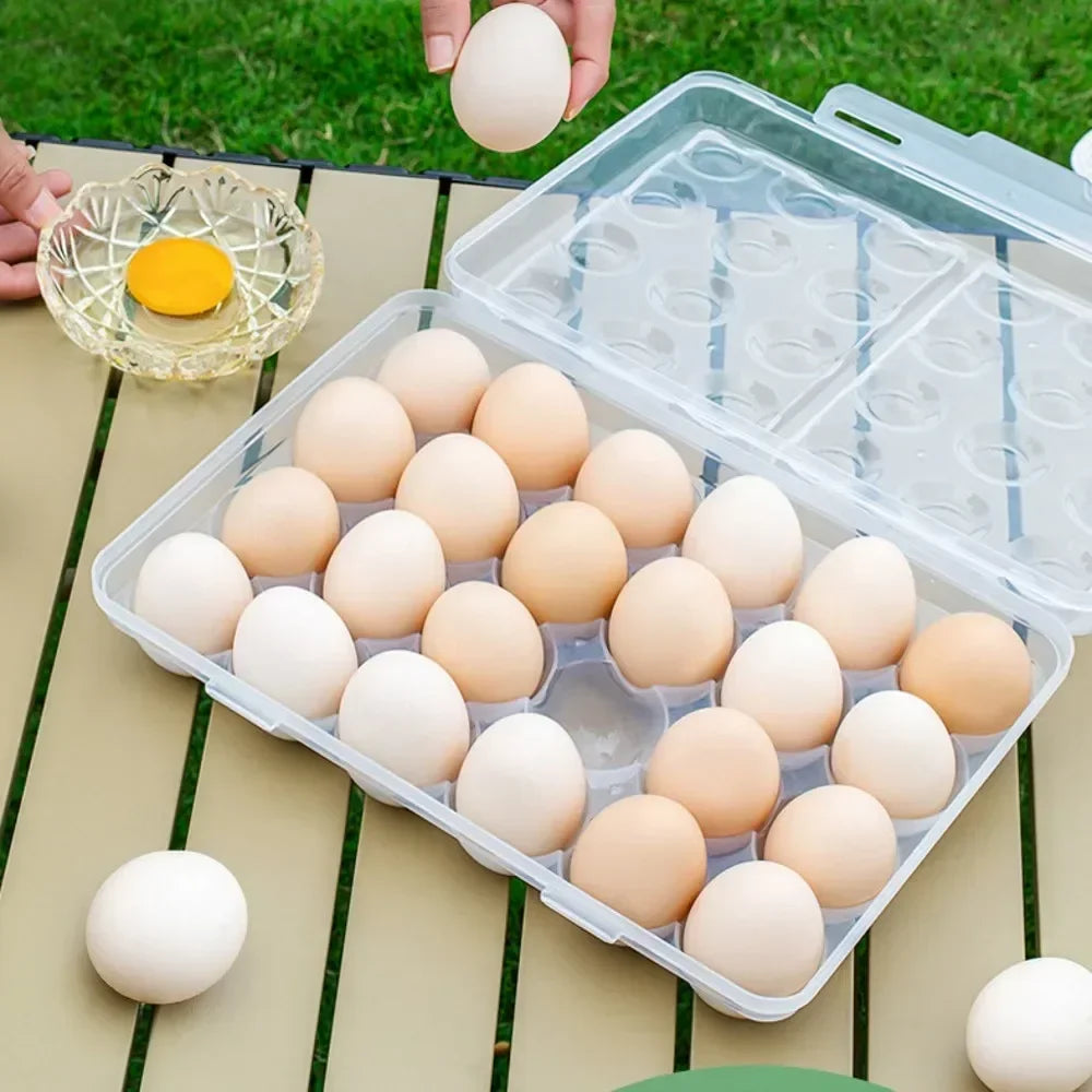 Portable Protective Egg Storage Case with Lid – Refrigerator & Travel Organizer