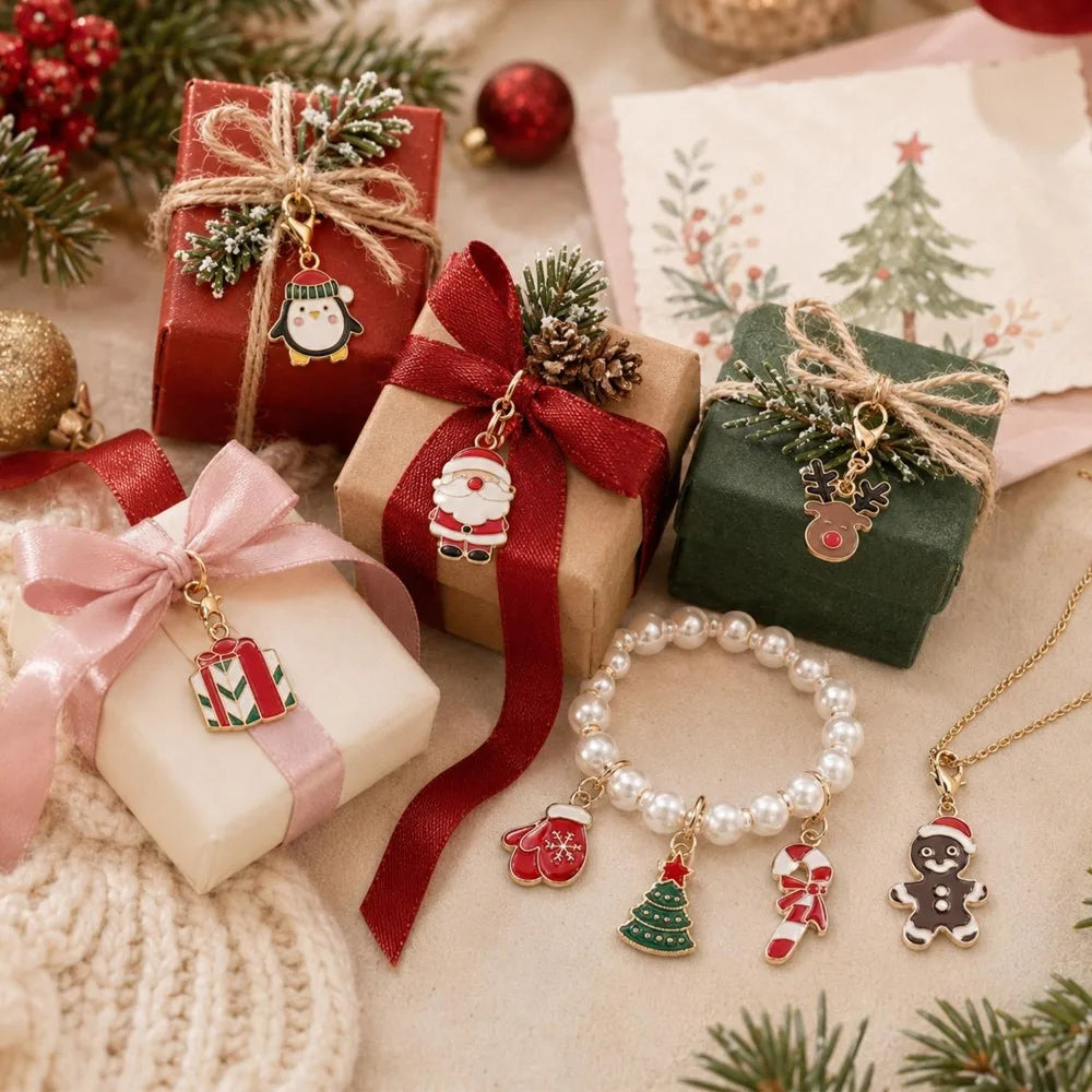 Christmas Alloy Charm Set – Santa, Snowman & Holiday Pendants