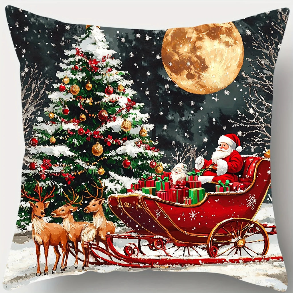 4-Pack Christmas Pillow Covers – Snowman & Reindeer Holiday Decor