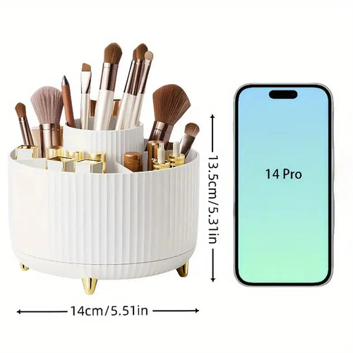 360° Rotating Makeup Organizer with 5 Compartments