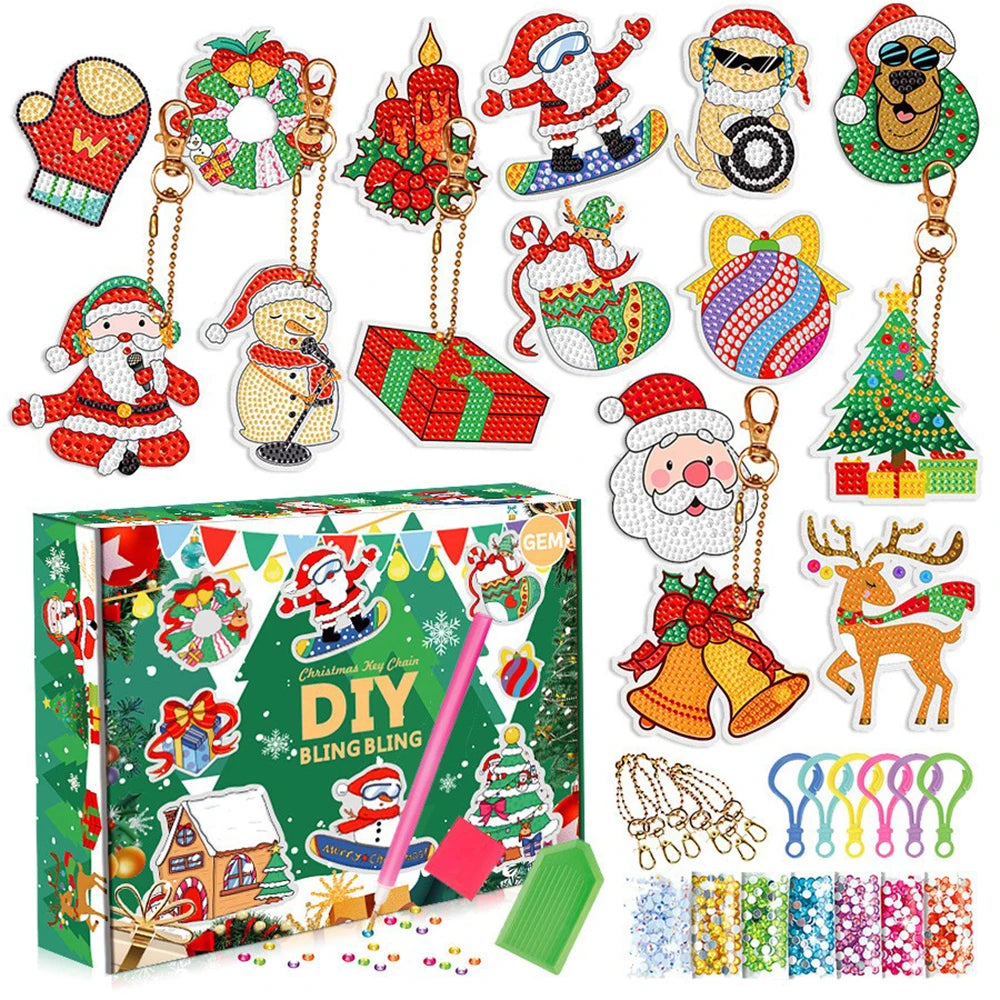 5D DIY Diamond Painting Keychain Kits – Christmas & Colorful Designs