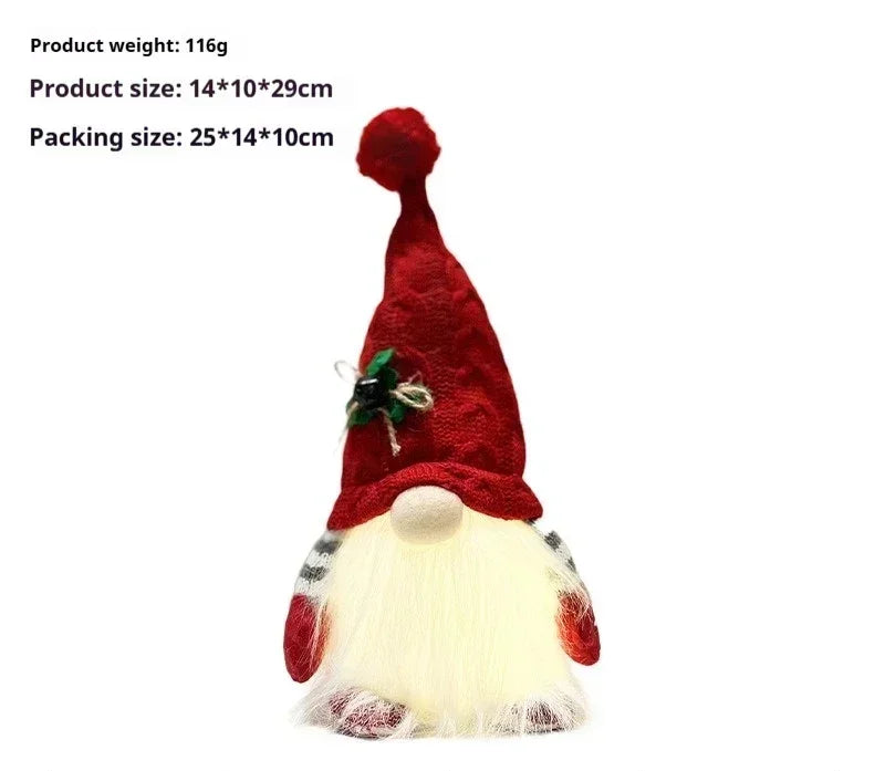 Christmas Gnome Doll with Knitted Hat – Rudolph Holiday Tabletop Decoration