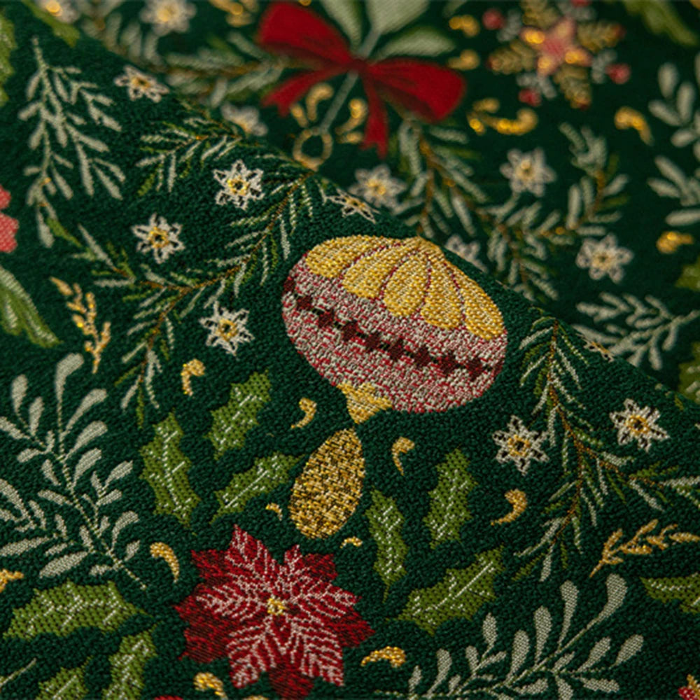 Christmas Jacquard Table Runner with Deer Design & Fringe