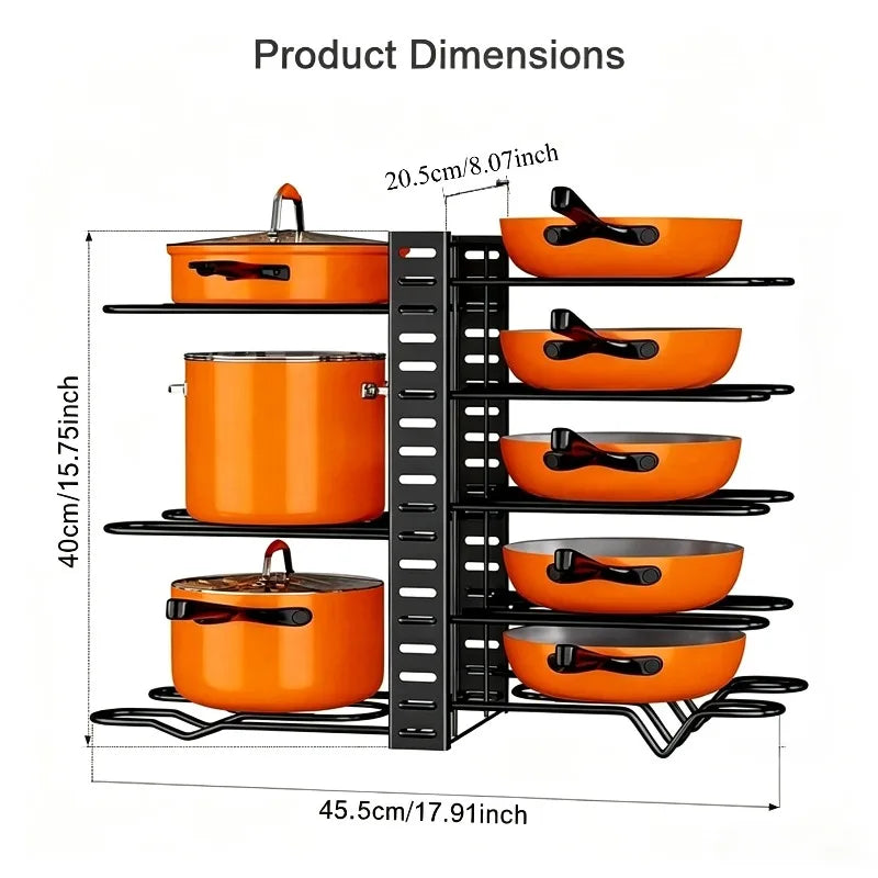 8-Tier Adjustable Pot & Pan Organizer Rack