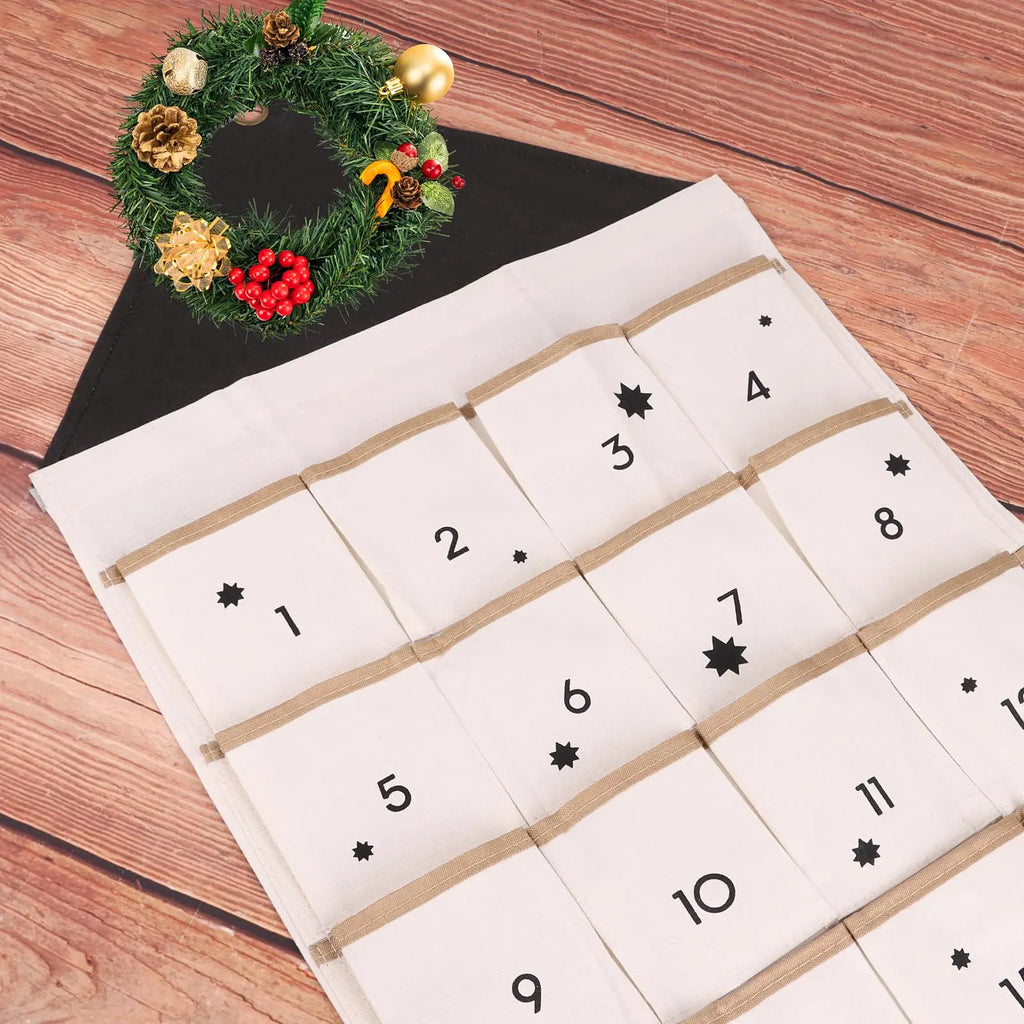 Reusable Christmas Advent Calendar with 24 Pockets – Wall Hanging Countdown Decor