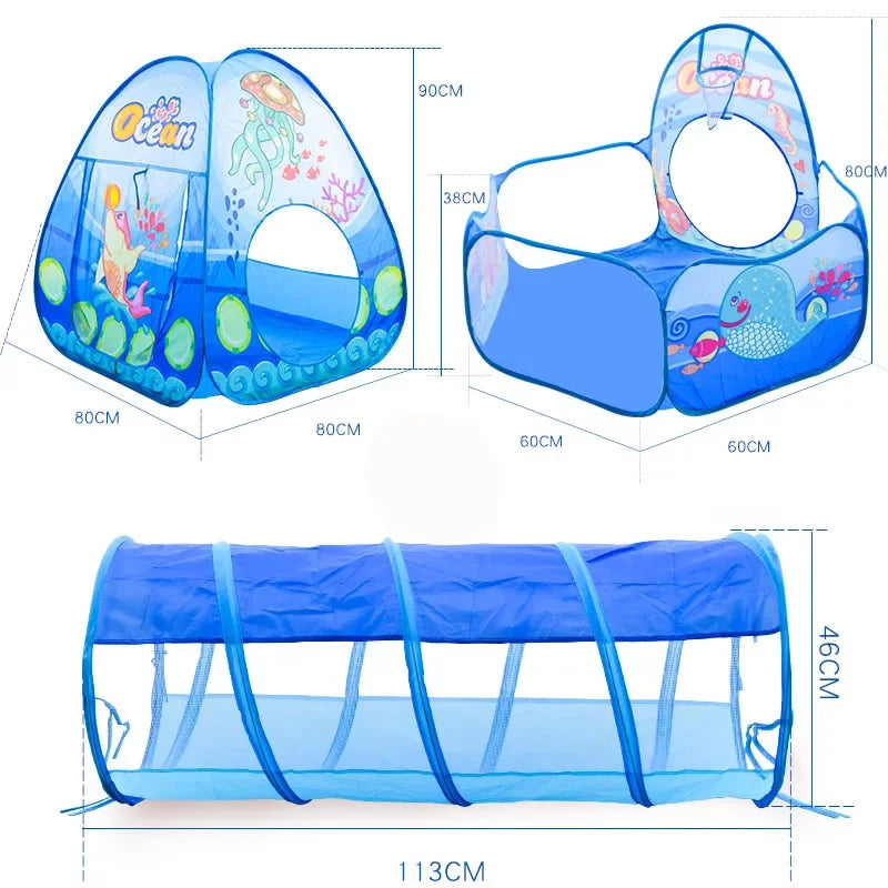 Kids 3-in-1 Play Tent, Crawl Tunnel & Ball Pit – Balls Not Included