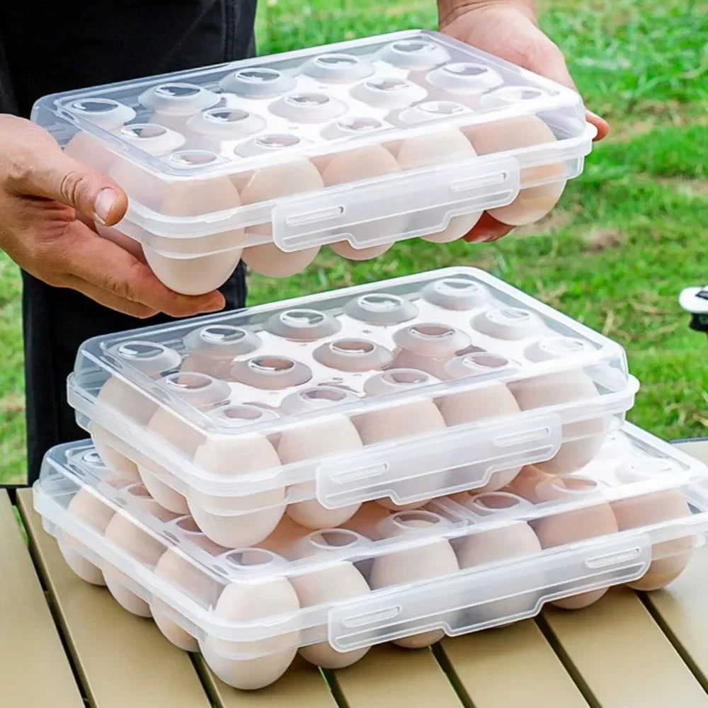 Portable Protective Egg Storage Case with Lid – Refrigerator & Travel Organizer