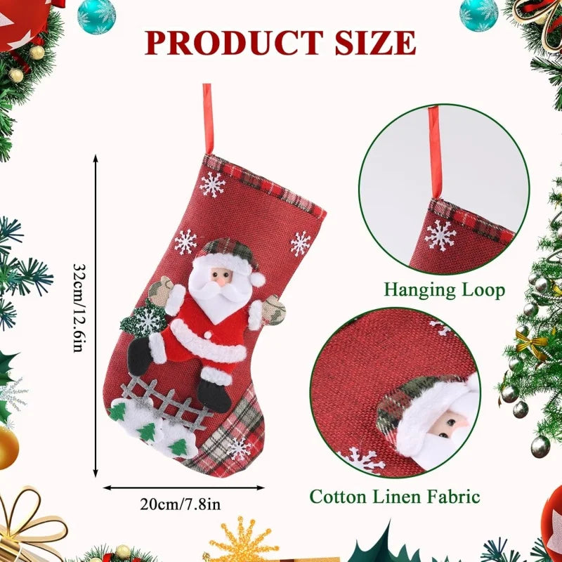 2-Pack Christmas Stockings – Santa, Reindeer & Snowman Holiday Decor
