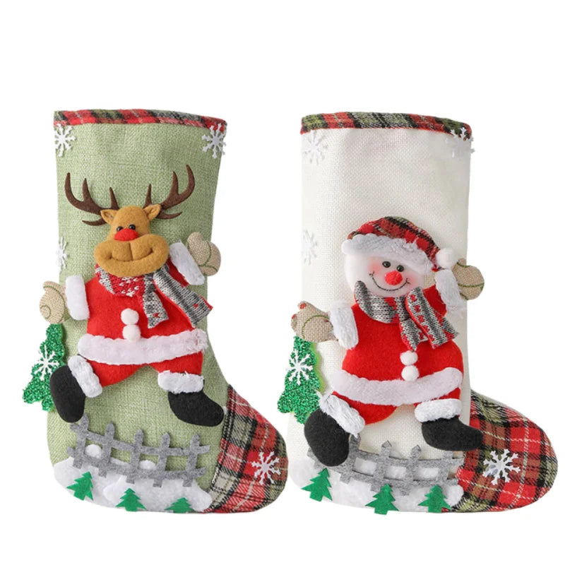 2-Pack Christmas Stockings – Santa, Reindeer & Snowman Holiday Decor