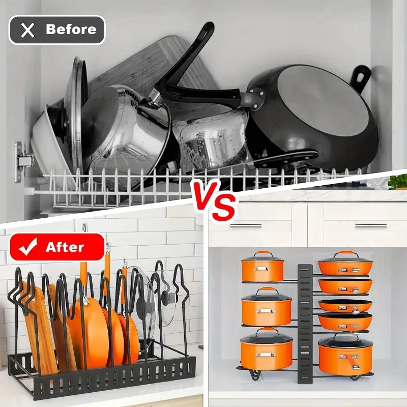 8-Tier Adjustable Pot & Pan Organizer Rack