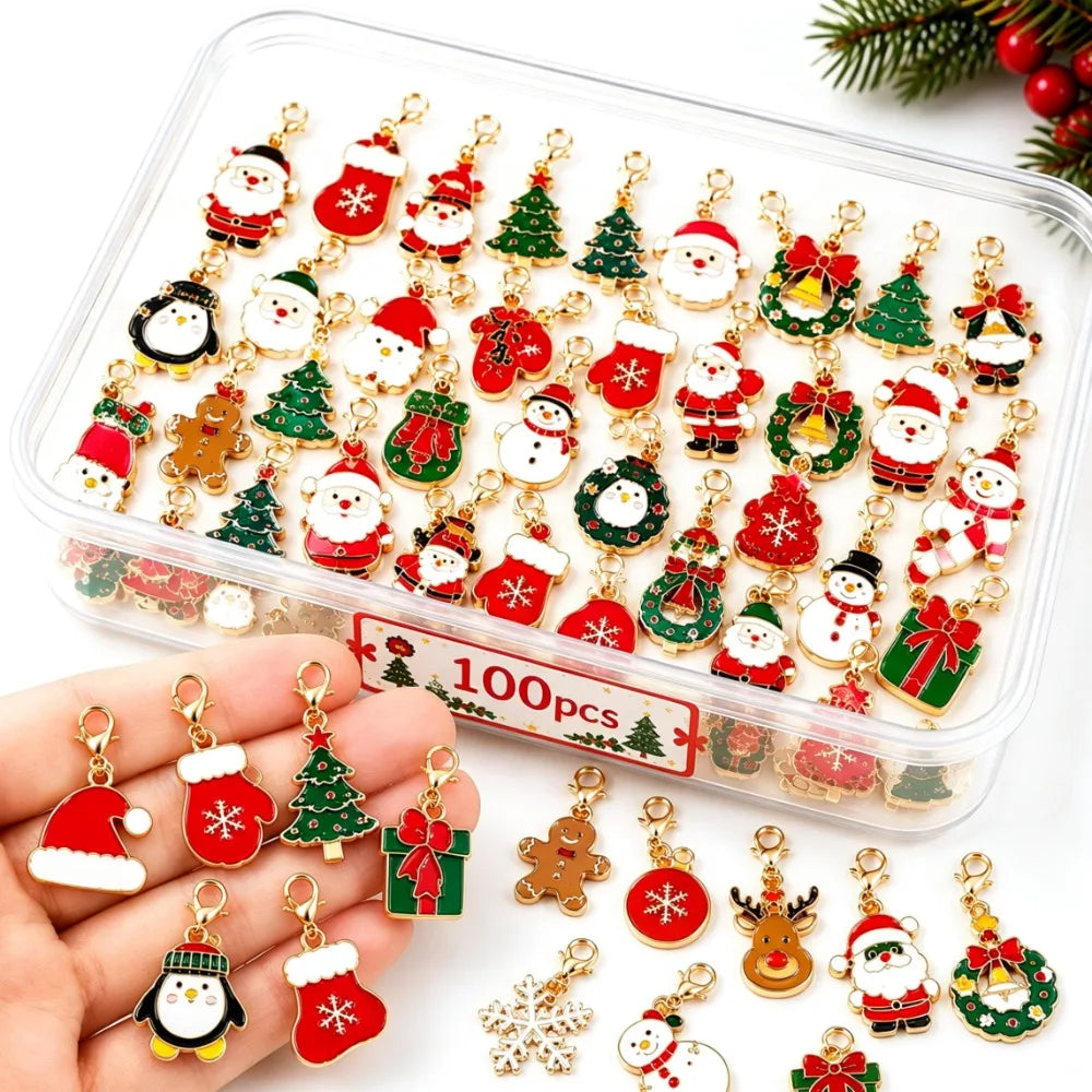 Christmas Alloy Charm Set – Santa, Snowman & Holiday Pendants