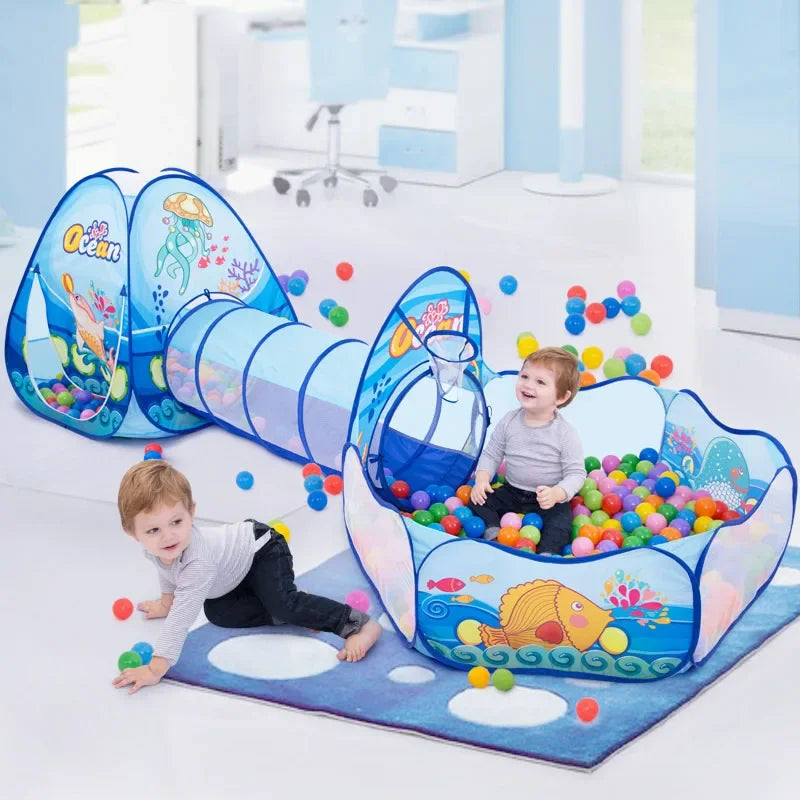 Kids 3-in-1 Play Tent, Crawl Tunnel & Ball Pit – Balls Not Included