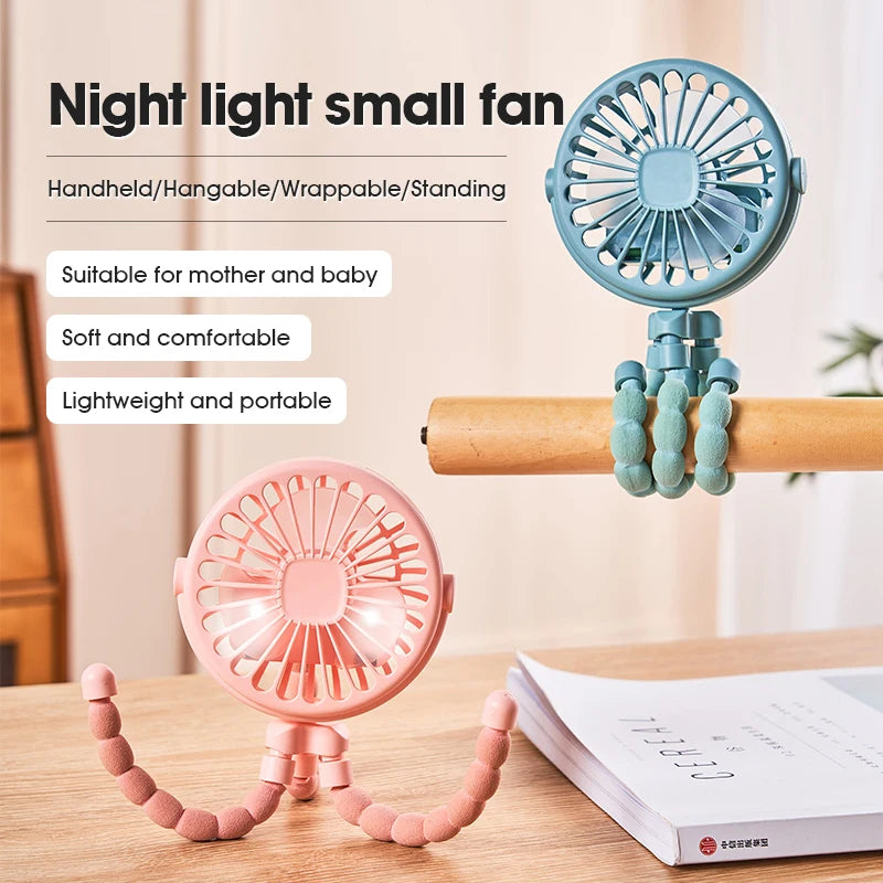 Portable Baby Stroller Fan – Rechargeable Clip-On Fan with Flexible Tripod