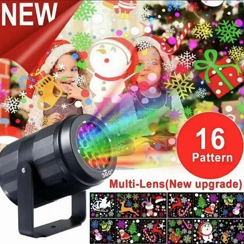 16-Pattern Rotating Christmas LED Projector Light – Indoor & Outdoor Holiday Decor