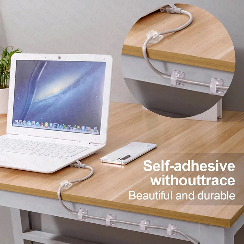 Self-Adhesive Cable Clips – Strong Cord Organizer for Home, Office & Car