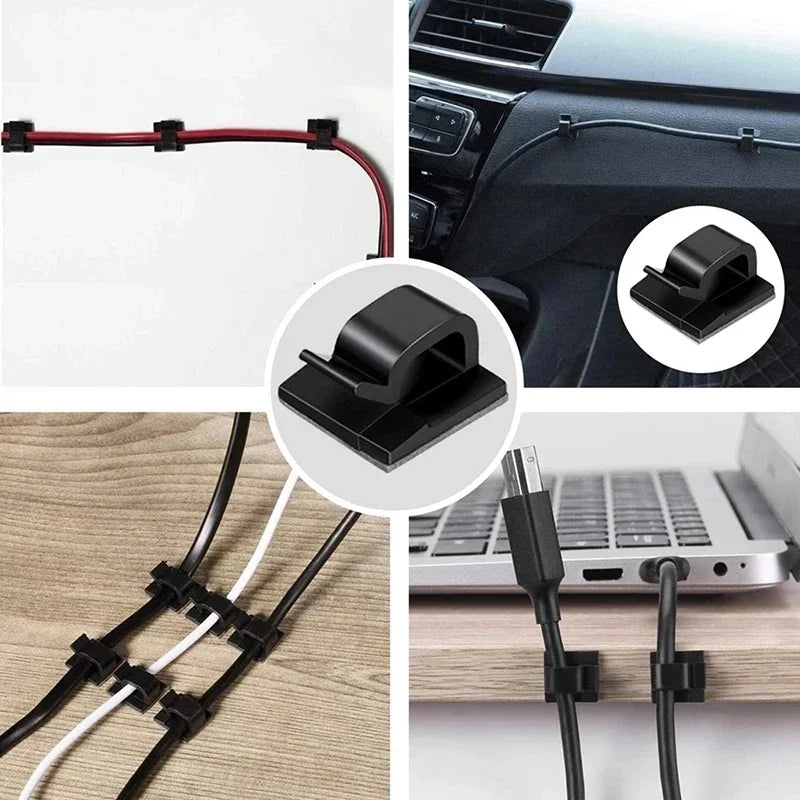 Self-Adhesive Cable Clips – Strong Cord Organizer for Home, Office & Car