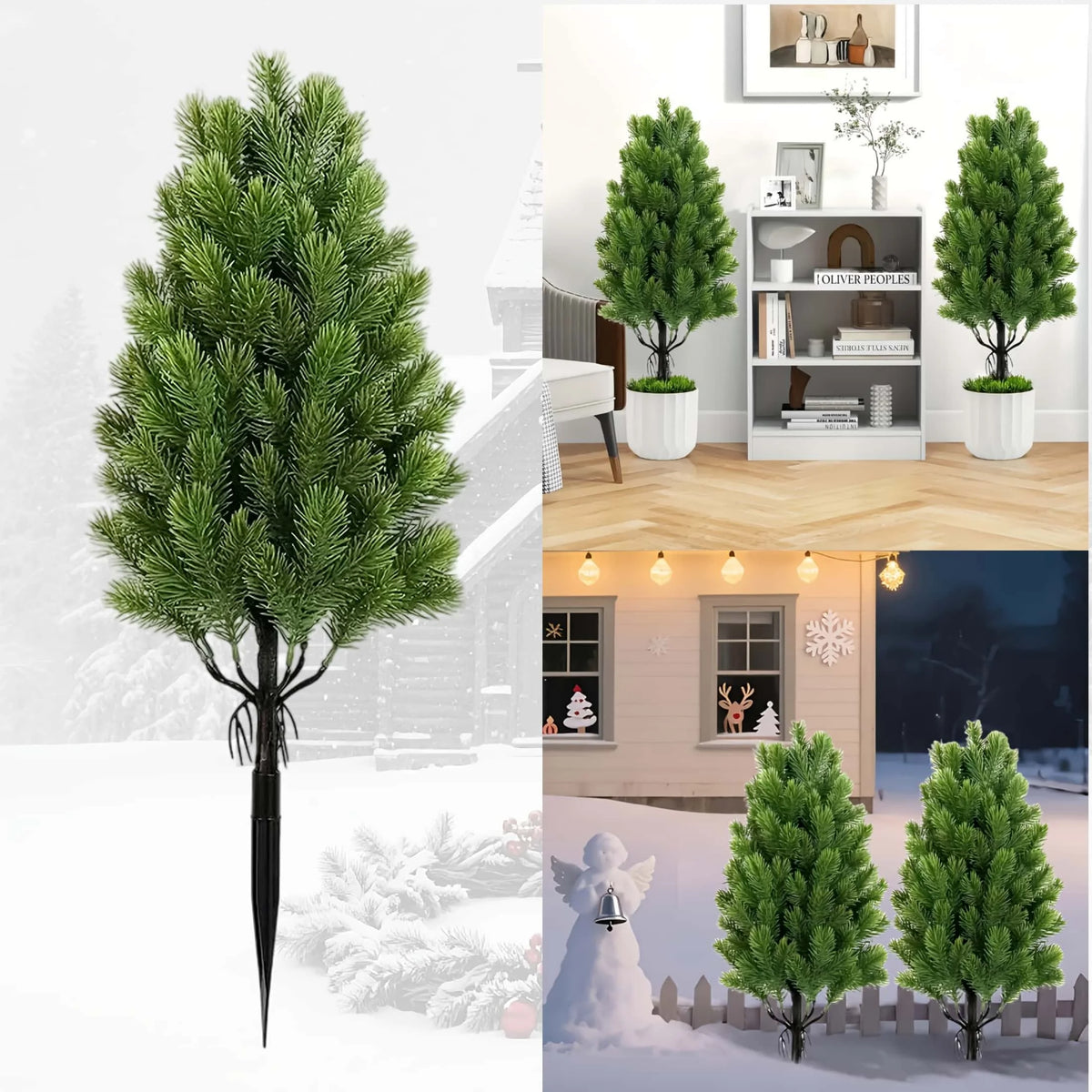 2-Pack 18" Artificial Mini Pine Trees – Realistic Indoor & Outdoor Christmas Decor