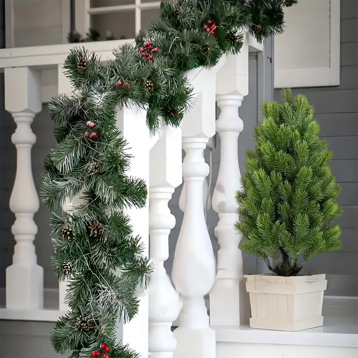 2-Pack 18" Artificial Mini Pine Trees – Realistic Indoor & Outdoor Christmas Decor