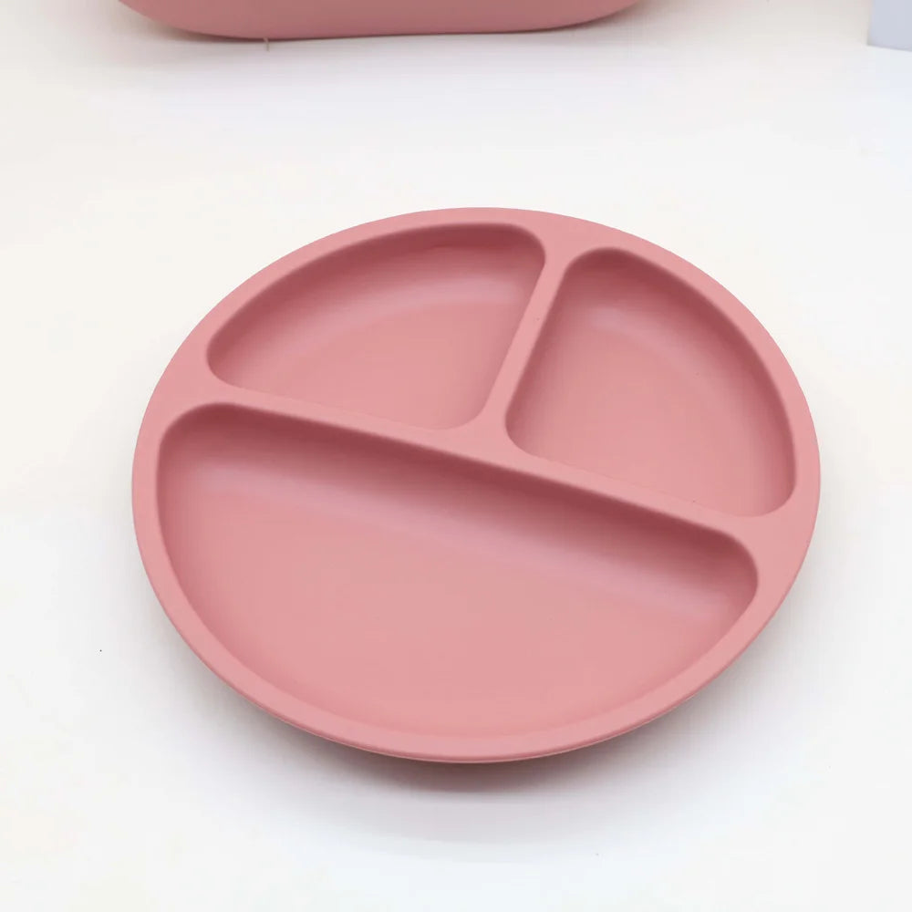 6-Piece Silicone Baby Feeding Set – Bib, Suction Plate, Bowl, Cup & Utensils
