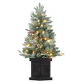 3FT Pre-Lit Snow Flocked Artificial Christmas Tree with 78 LED Lights & Timer