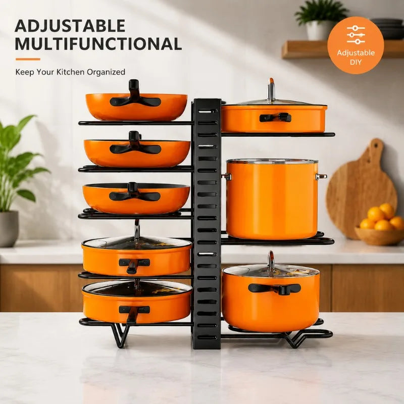 8-Tier Adjustable Pot & Pan Organizer Rack