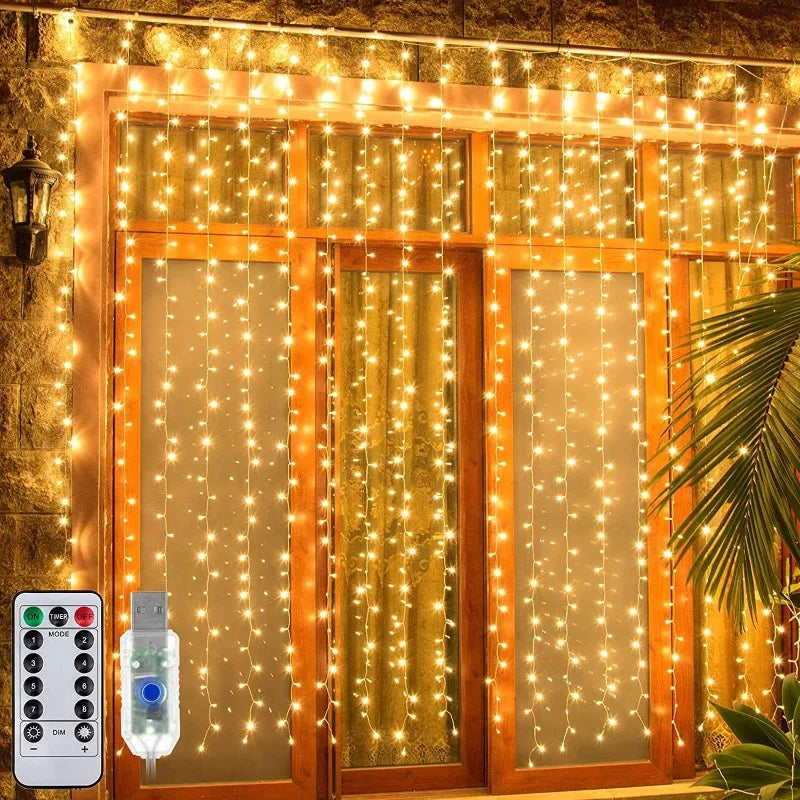 LED Curtain String Lights with Remote – Christmas & Bedroom Fairy Lights