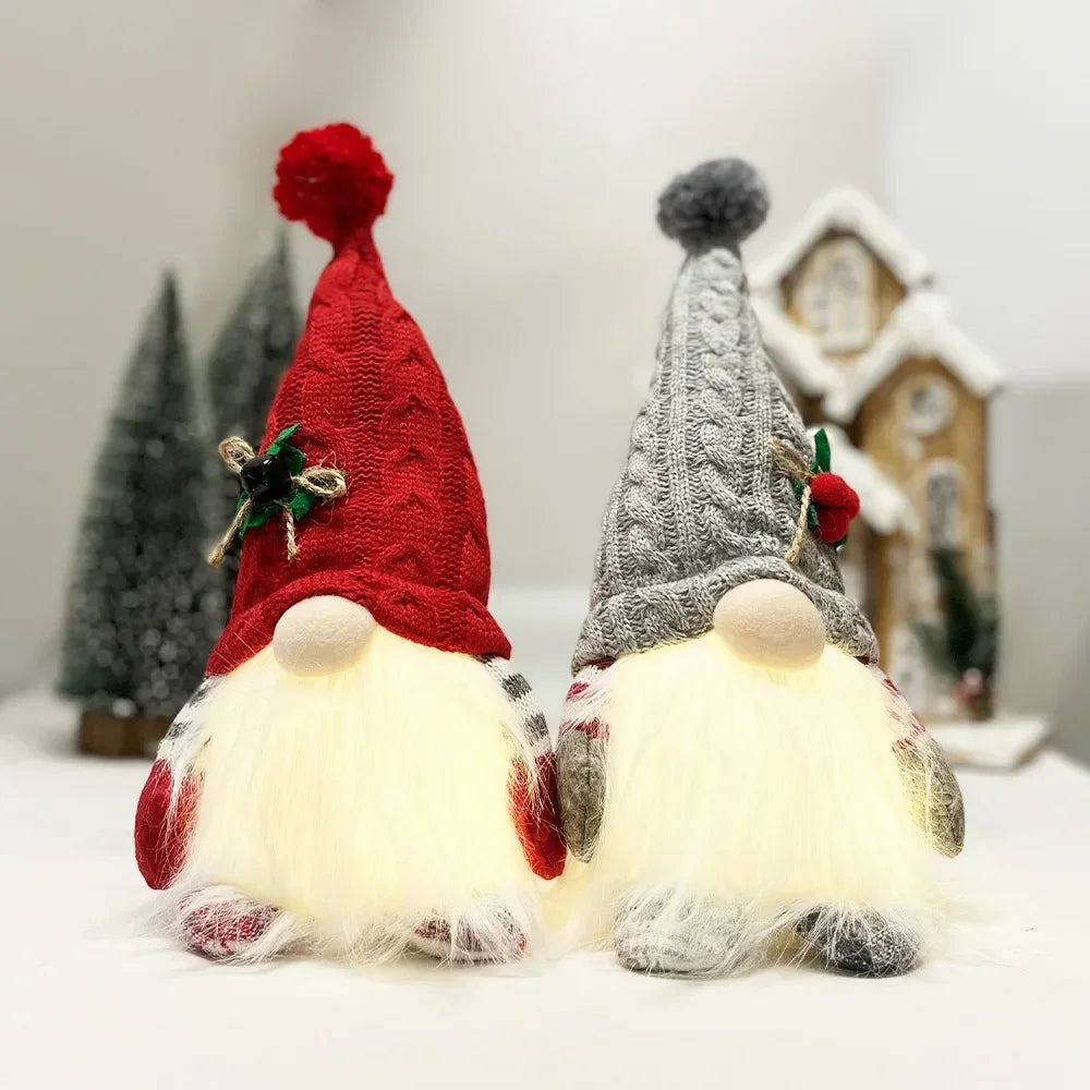 Christmas Gnome Doll with Knitted Hat – Rudolph Holiday Tabletop Decoration