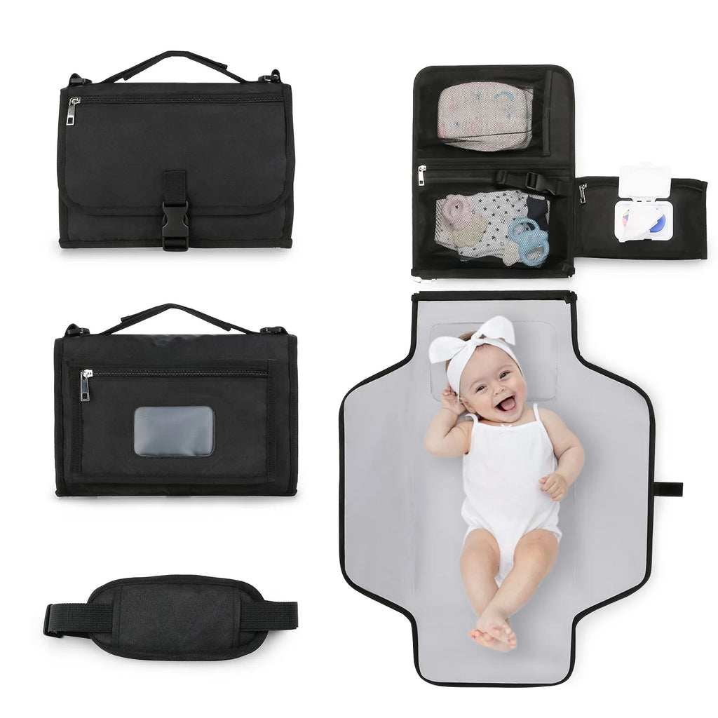 3-in-1 Portable Baby Changing Pad – Waterproof Travel Mat with Storage Pockets
