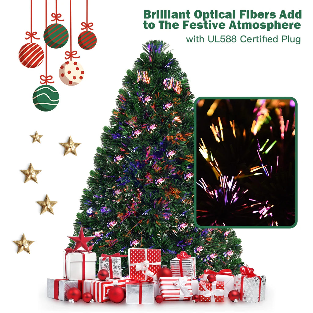 3FT Pre-Lit Fiber Optic Artificial Christmas Tree with Multicolor LED Lights