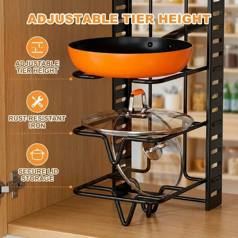 8-Tier Adjustable Pot & Pan Organizer Rack