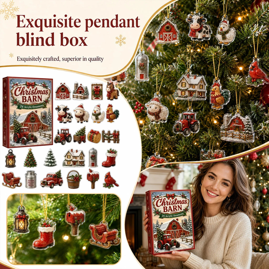 Christmas Barn Advent Calendar 2026 – 24-Day Countdown with Acrylic Ornaments