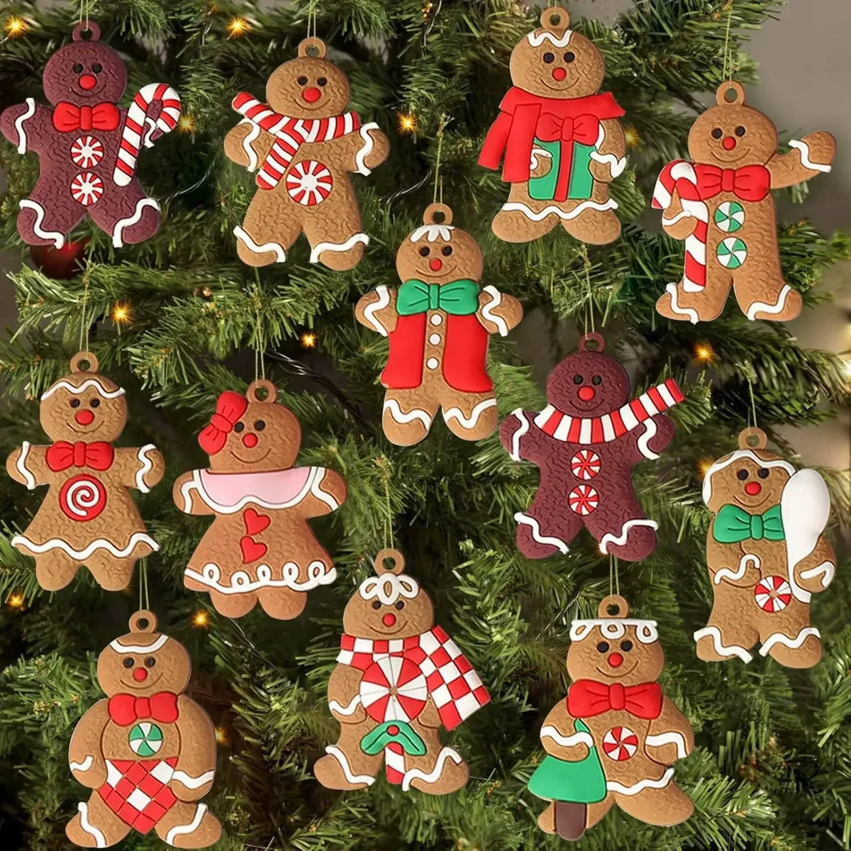 Assorted Gingerbread Christmas Tree Ornaments – Festive Hanging Decorations