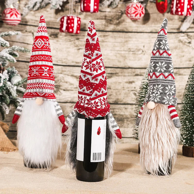 41-Inch Christmas Gnome Wine Bottle Cover – Santa Holiday Wine Gift Bag & Party Décor