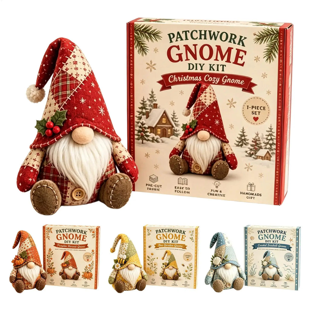 DIY Christmas Gnome Sewing Kit – Cute Patchwork Dwarf Craft Set for Beginners & Holiday Décor