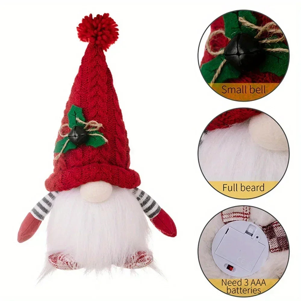 Christmas Gnome Doll with Knitted Hat – Rudolph Holiday Tabletop Decoration