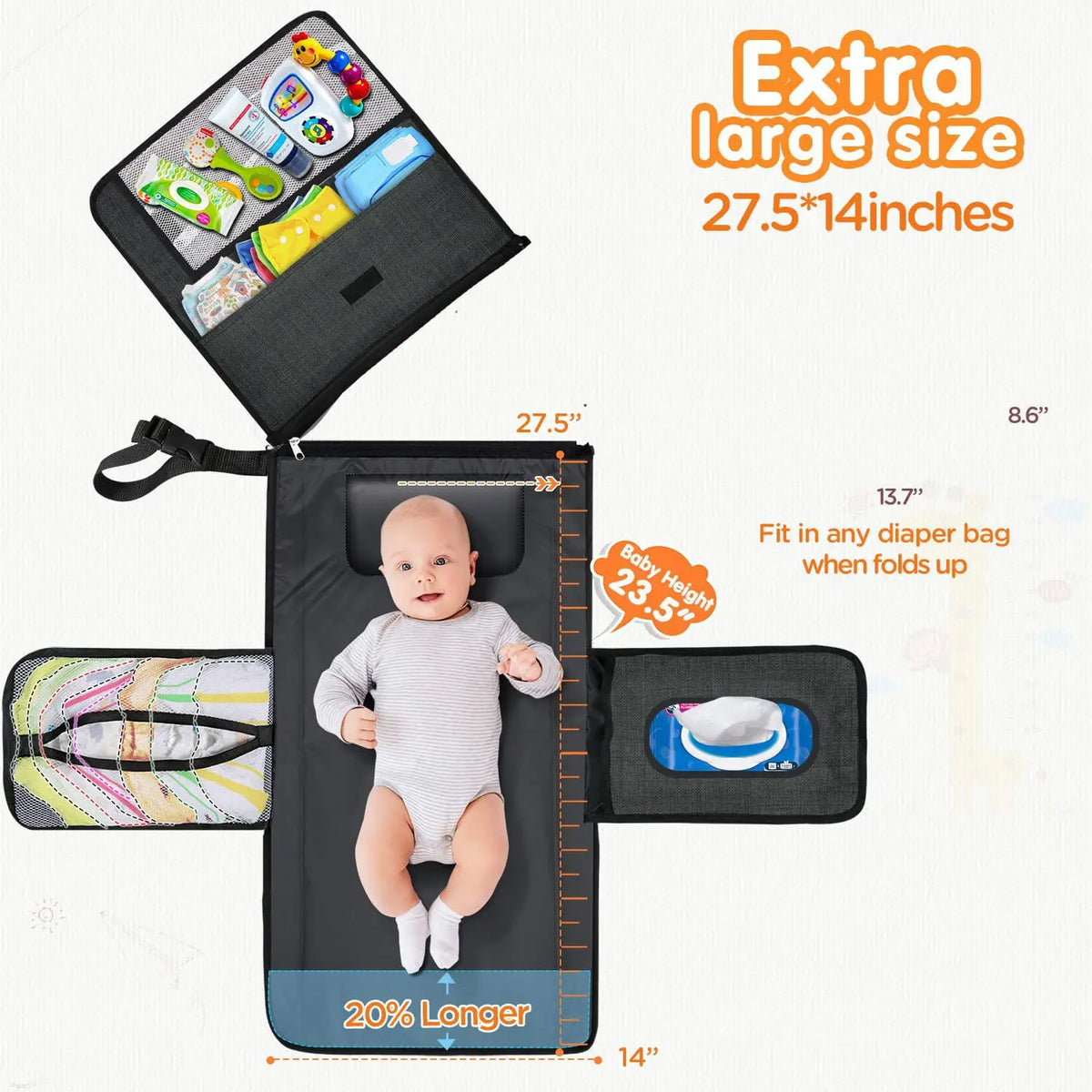 3-in-1 Portable Baby Changing Pad