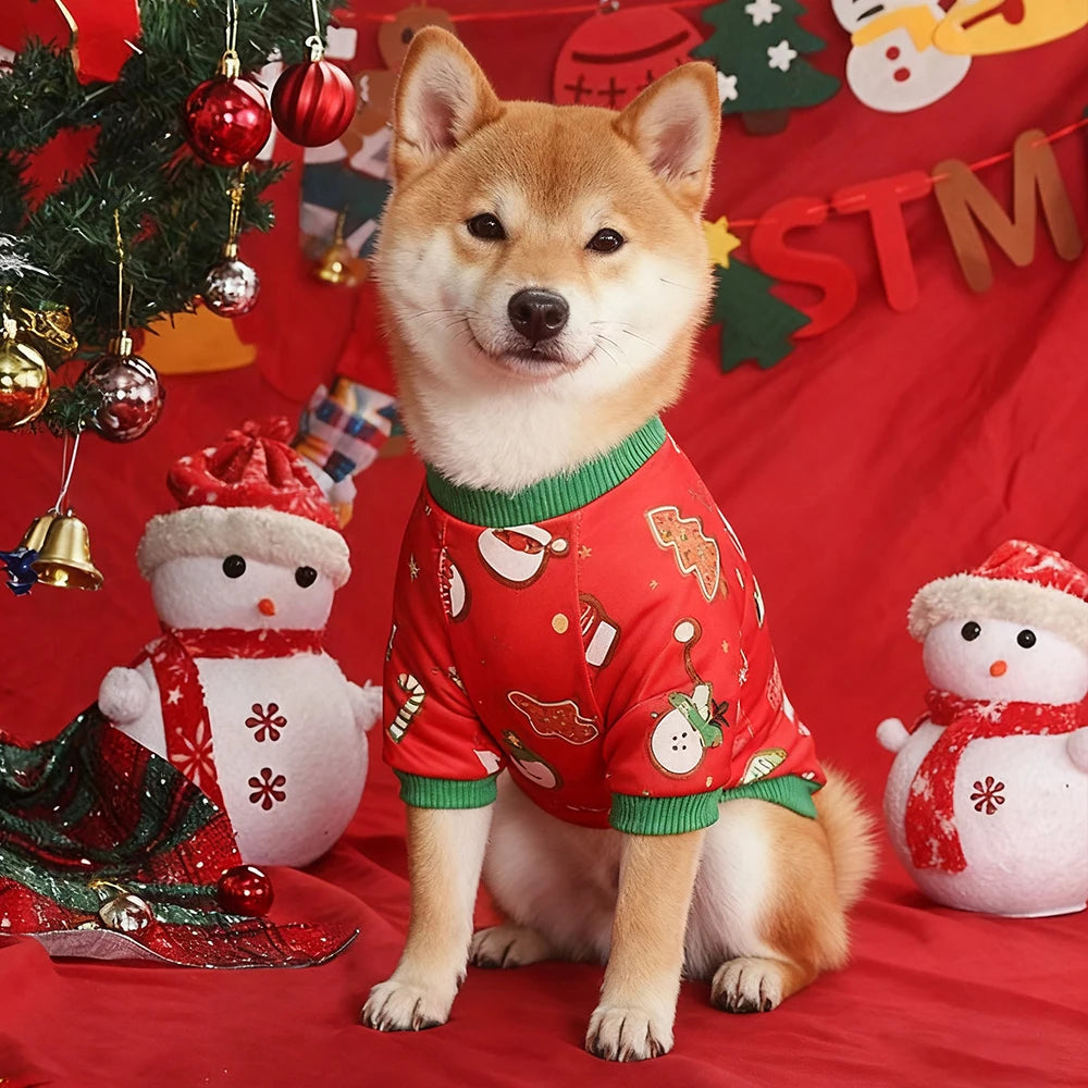 Warm Christmas Dog Pajamas – Cozy Winter Holiday Outfit for Small & Medium Dogs