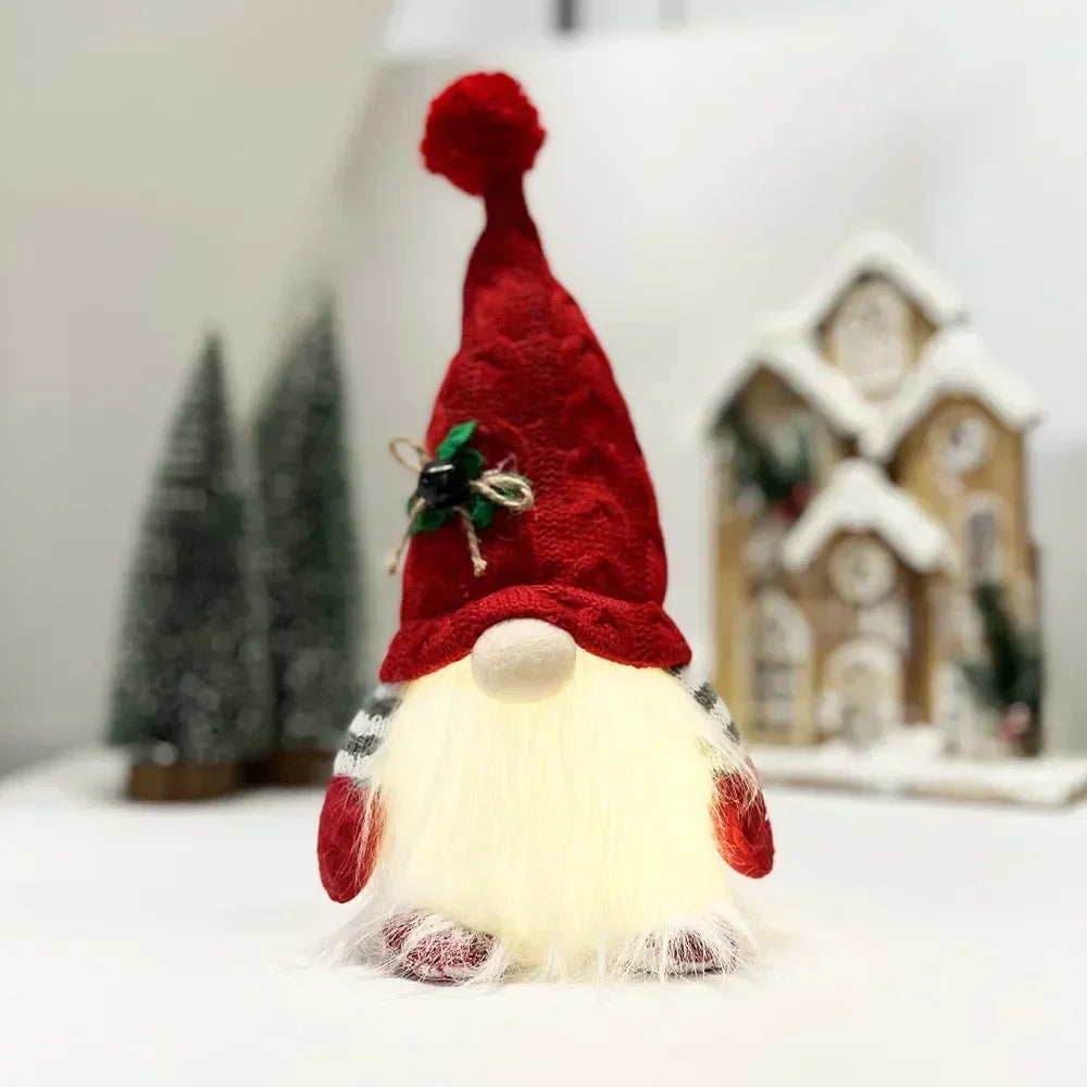 Christmas Gnome Doll with Knitted Hat – Rudolph Holiday Tabletop Decoration