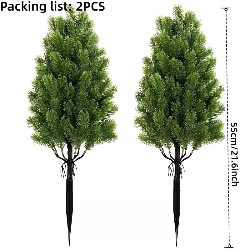 2-Pack 18" Artificial Mini Pine Trees – Realistic Indoor & Outdoor Christmas Decor