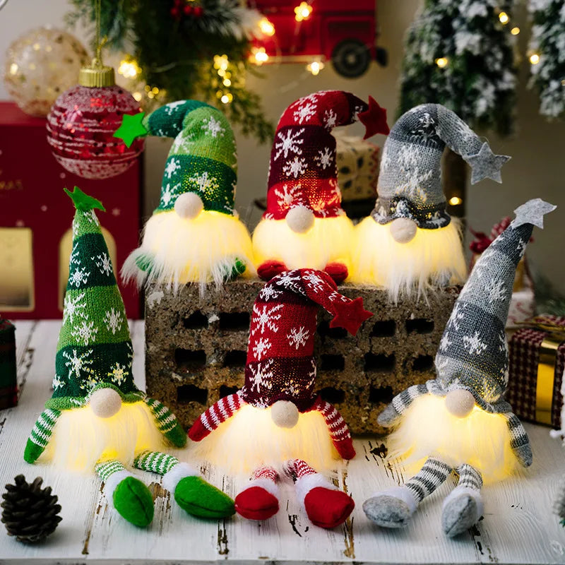 LED Light-Up Christmas Gnome – 20/30cm Faceless Plush Elf Holiday Decoration
